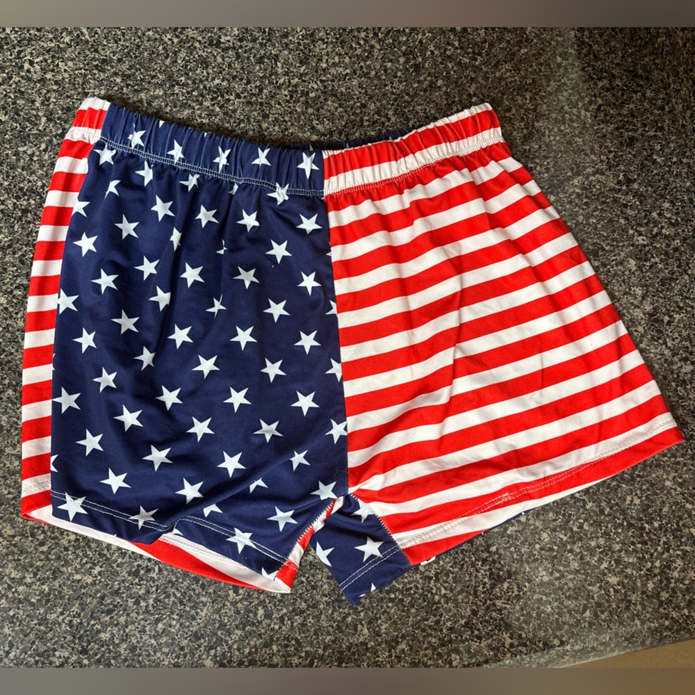 American flag shorts / bathing suit bottom cute patriotic comfortable stretchy